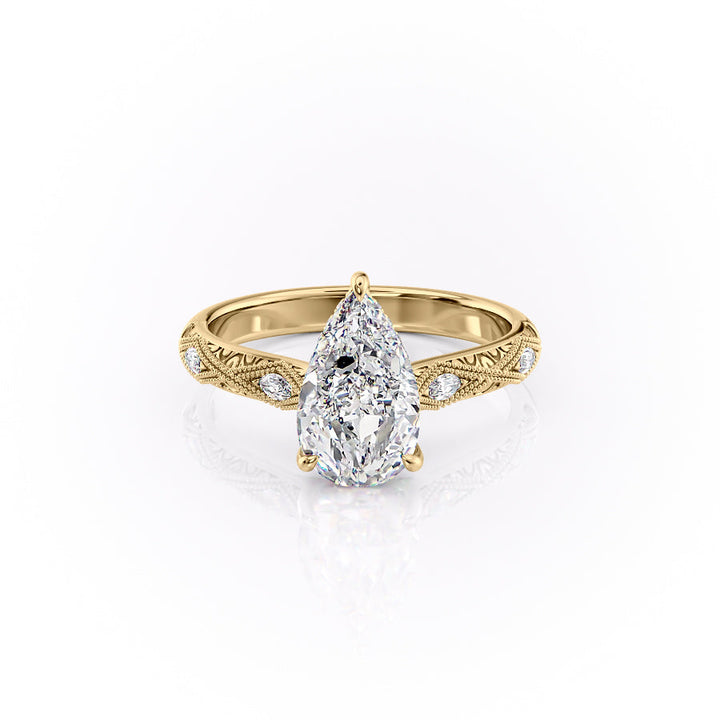 The Vivian Set With A Pear Vintage Lab Diamond 1 Carat 18K Gold#material_18k-gold