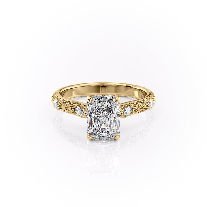 The Vivian Set With A Radiant Vintage Moissanite 1 Carat 14K Gold#material_14k-gold