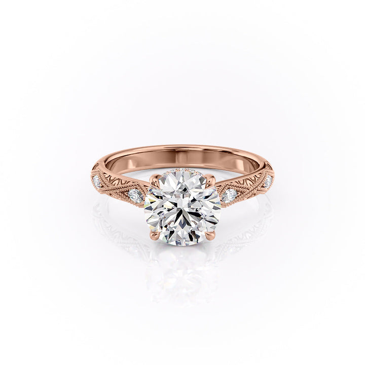 The Vivian Set With A Round Vintage Lab Diamond 1 Carat 14K Rose#material_14k-rose
