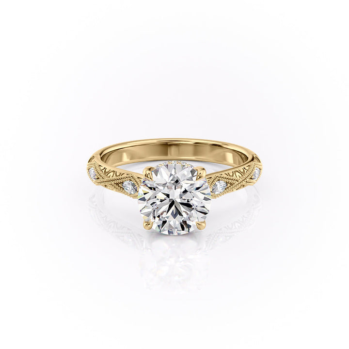 The Vivian Set With A Round Vintage Moissanite 1 Carat 18K Gold#material_18k-gold