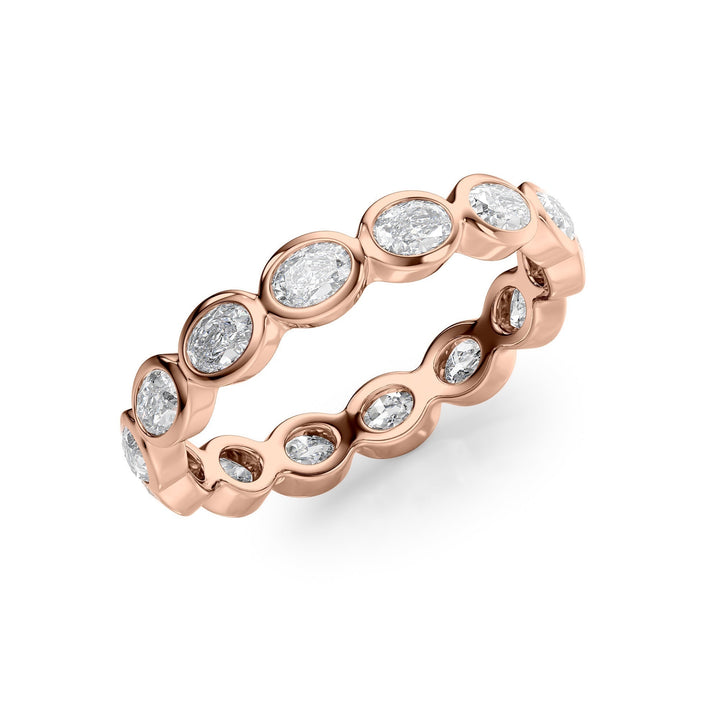 1.4ct East West Oval Bezel Eternity Eternity Rings 14K Rose Oval Lab Diamonds#material_14k-rose