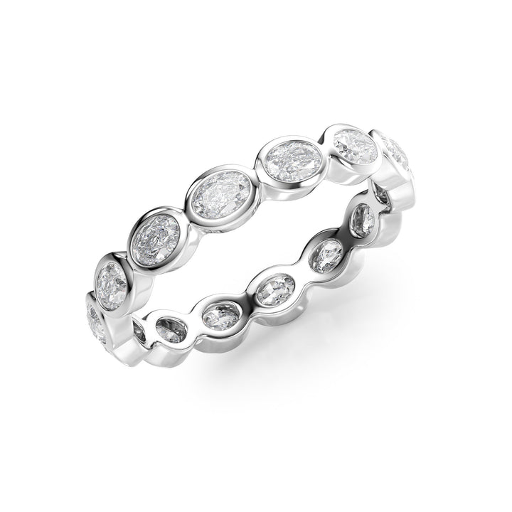 1.4ct East West Oval Bezel Eternity Eternity Rings 14K White Oval Lab Diamonds#material_14k-white