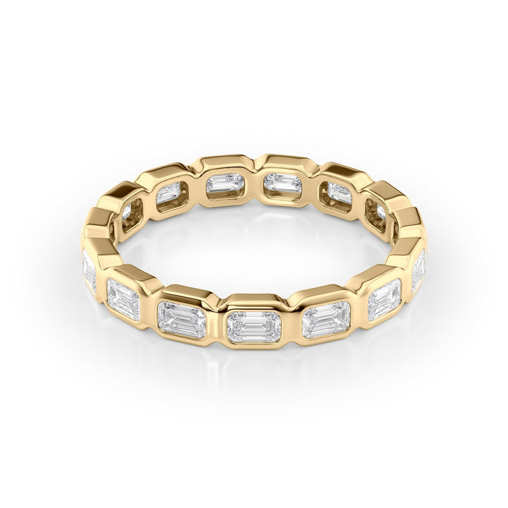 1.5ct East West Emerald Bezel Eternity Eternity Rings 14K Gold Emerald Lab Diamonds#material_14k-gold