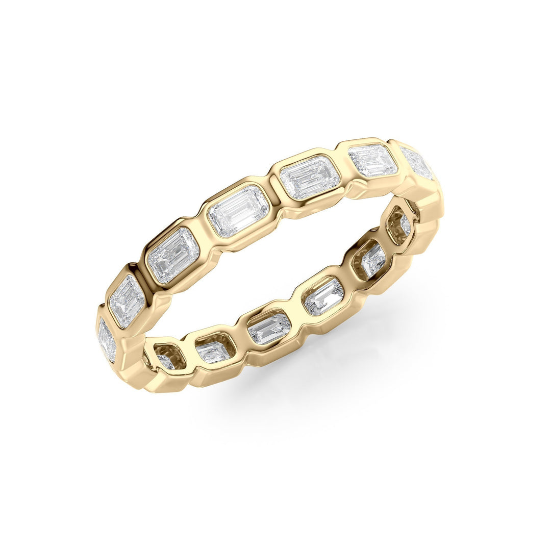 1.5ct East West Emerald Bezel Eternity Eternity Rings 14K Gold Emerald Lab Diamonds#material_14k-gold