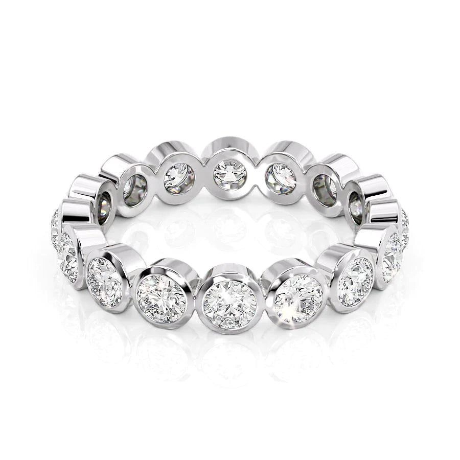 1.5ct Round Bezel Eternity Eternity Rings 14K White Round Lab Diamonds#material_14k-white