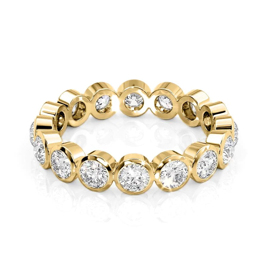 1.5ct Round Bezel Eternity Eternity Rings 18K Gold Round Lab Diamonds#material_18k-gold