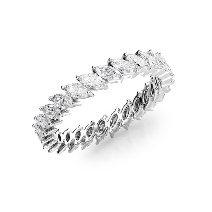 1.5ct Slanted Marquise Eternity Eternity Rings 14K White Marquise Lab Diamonds#material_14k-white