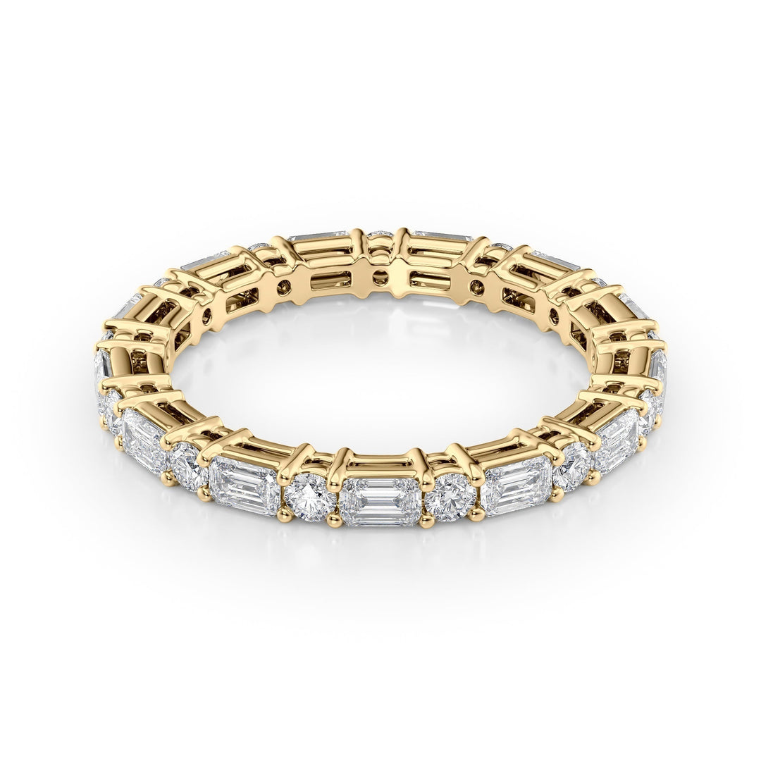 1.7ct Alternating Emerald and Round Basket Eternity Eternity Rings 14K Gold Emerald Lab Diamonds#material_14k-gold