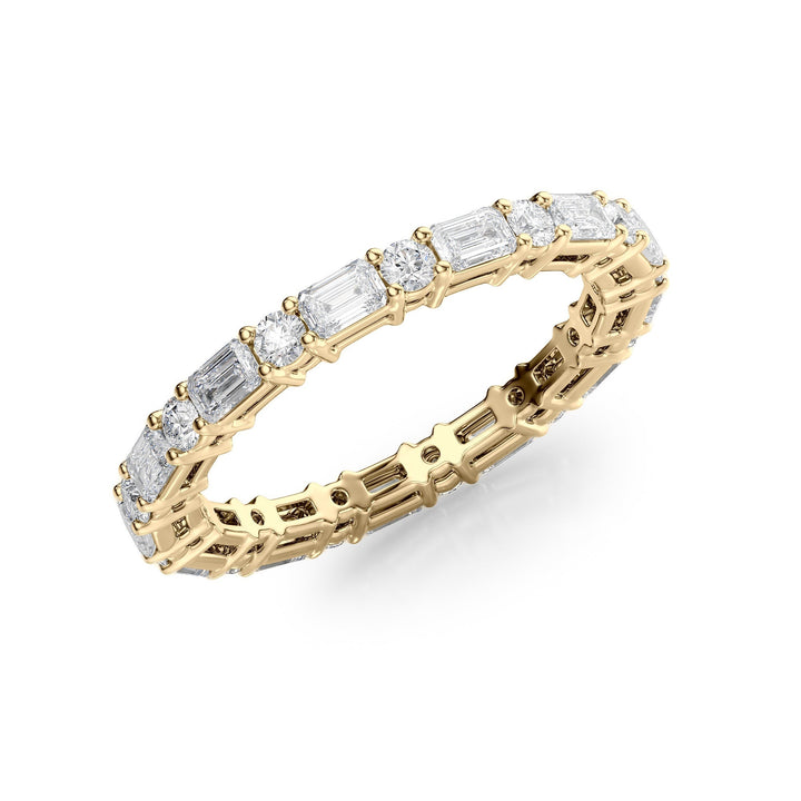 1.7ct Alternating Emerald and Round Basket Eternity Eternity Rings 14K Gold Emerald Lab Diamonds#material_14k-gold