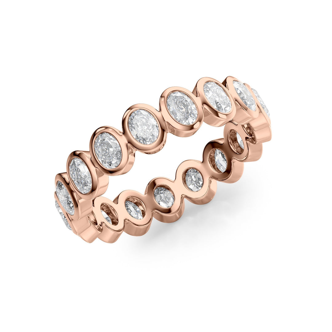 1.7ct Oval Bezel Eternity Eternity Rings 14K Rose Oval Lab Diamonds#material_14k-rose