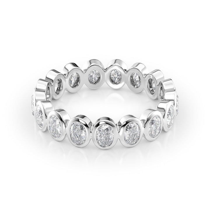 1.7ct Oval Bezel Eternity Eternity Rings 14K White Oval Lab Diamonds#material_14k-white