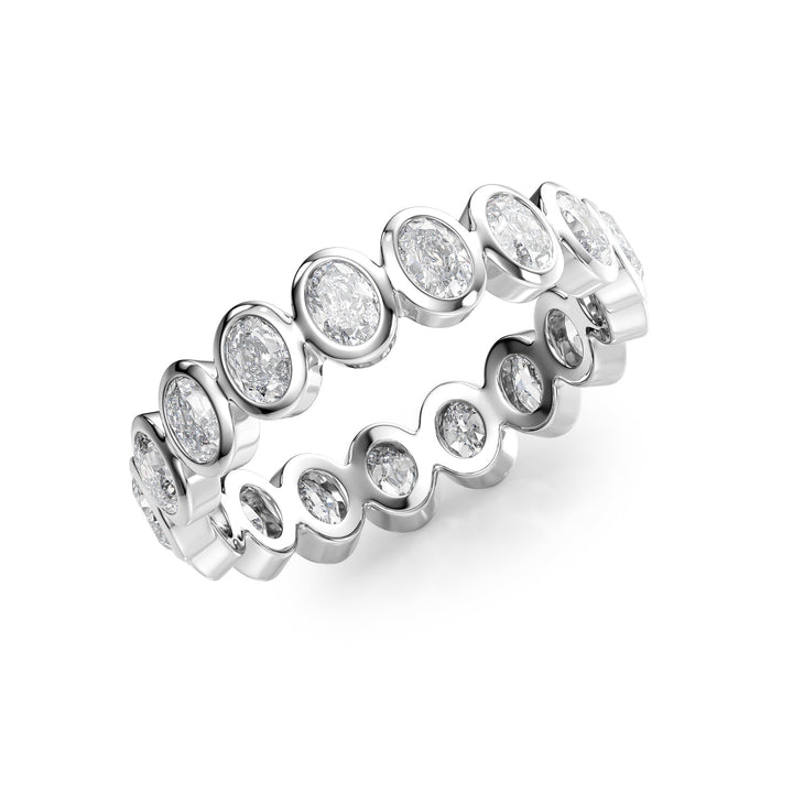 1.7ct Oval Bezel Eternity Eternity Rings 14K White Oval Lab Diamonds#material_14k-white