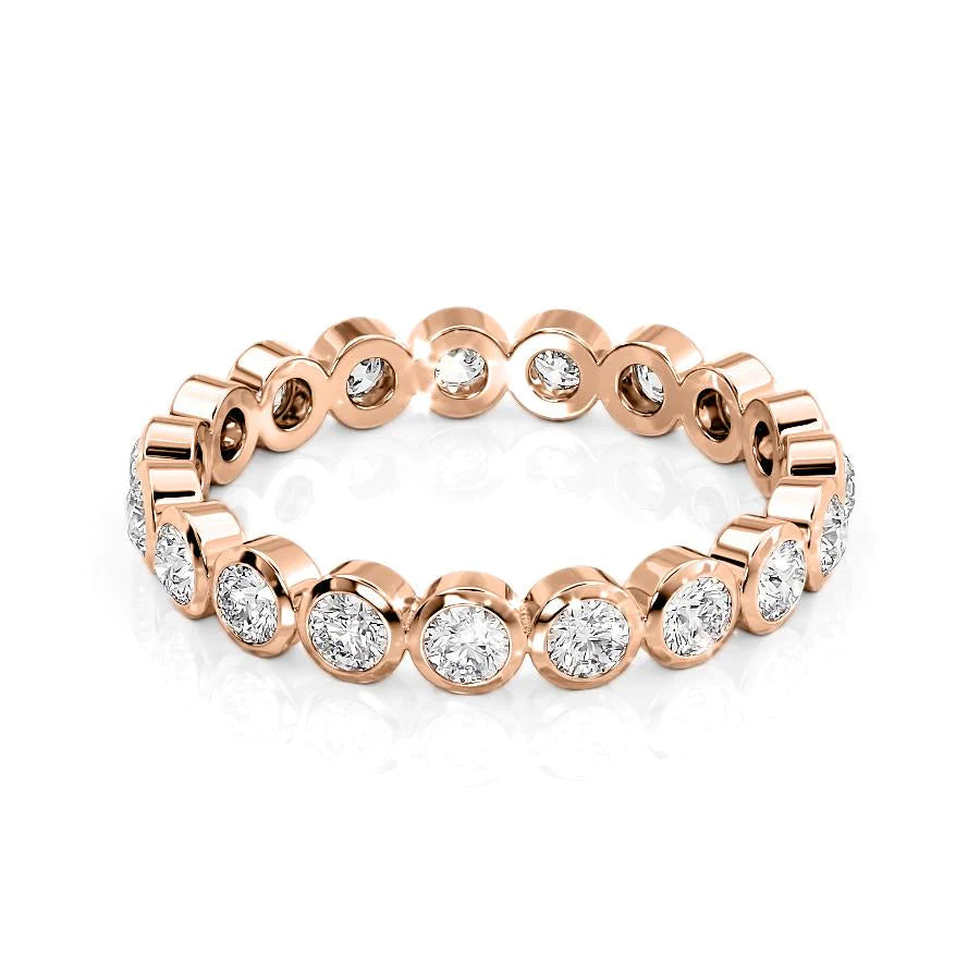 1ct Round Bezel Eternity Eternity Rings 14K Rose Round Lab Diamonds#material_14k-rose