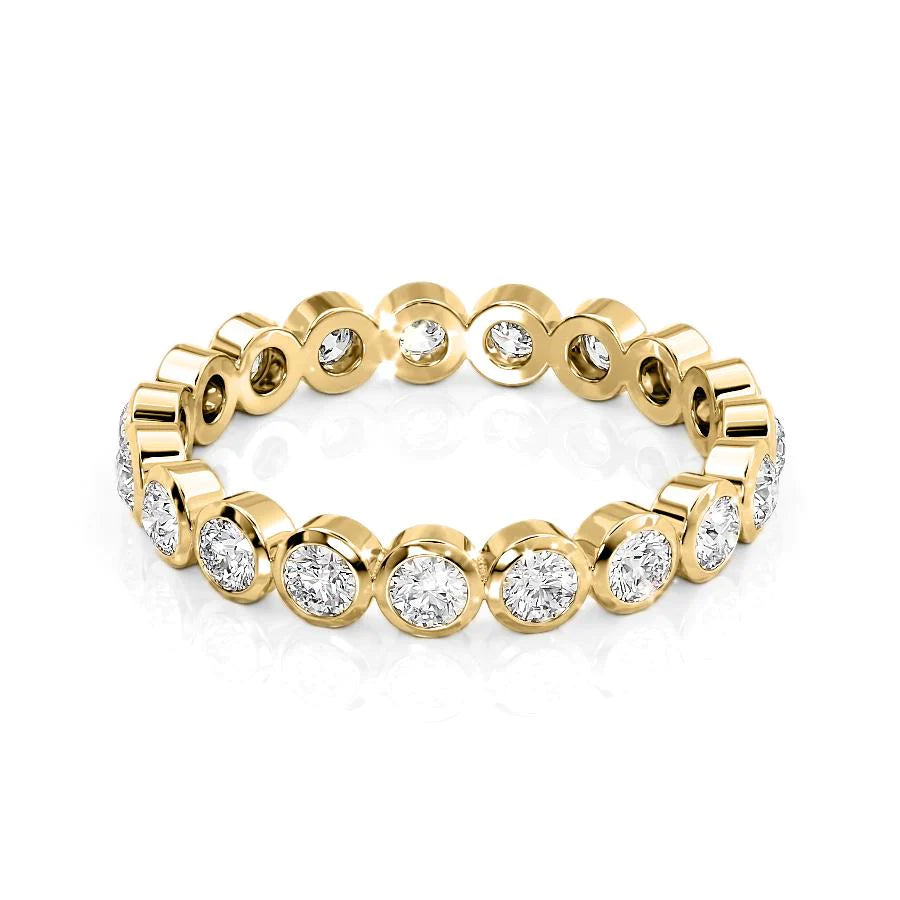 1ct Round Bezel Eternity Eternity Rings 18K Gold Round Lab Diamonds#material_18k-gold