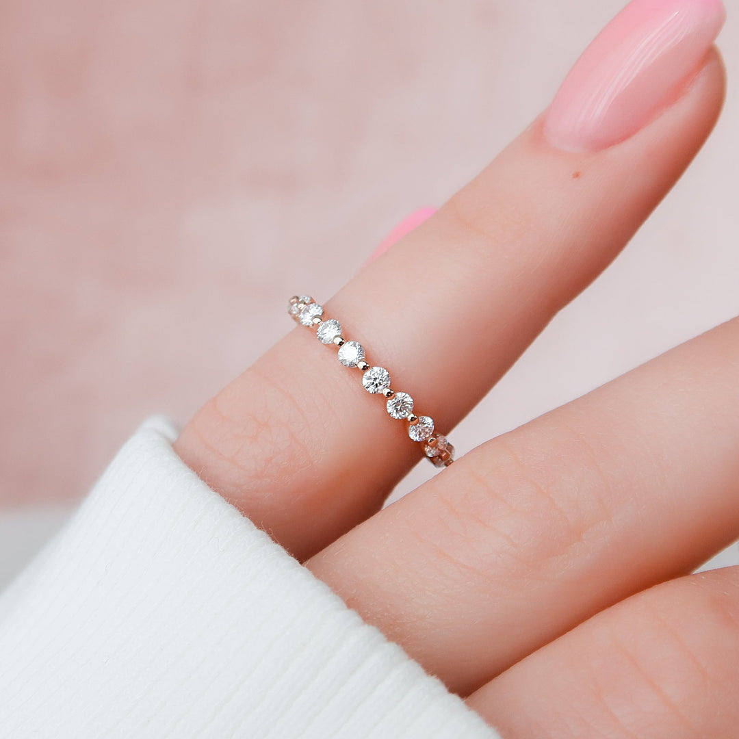 1ct Round Shared Prong Eternity Eternity Rings 14K Rose Round Lab Diamonds#material_14k-rose