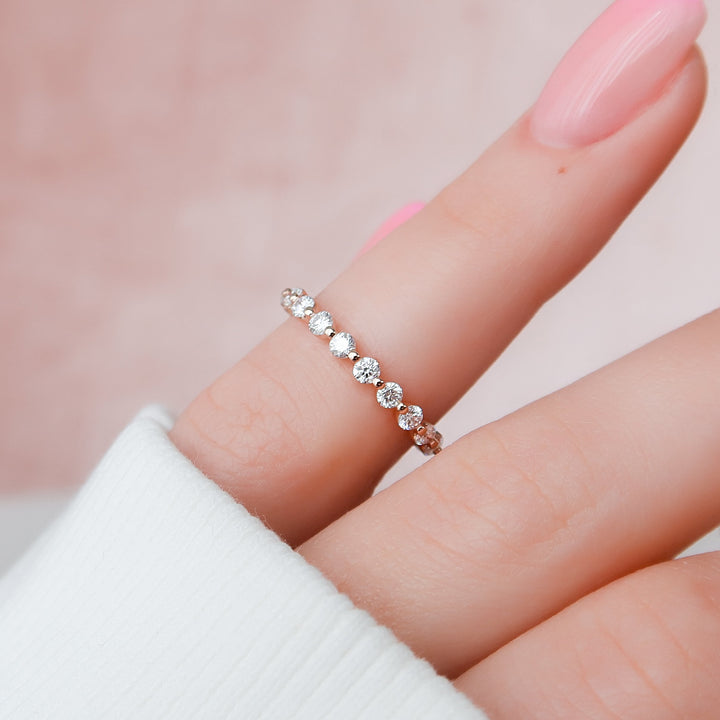 1ct Round Shared Prong Eternity Eternity Rings 14K Rose Round Lab Diamonds#material_14k-rose