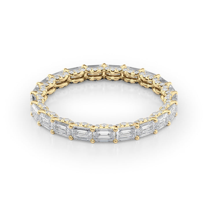 2.3ct East West Emerald U Pave Prong Eternity Eternity Rings 14K Gold Emerald Lab Diamonds#material_14k-gold