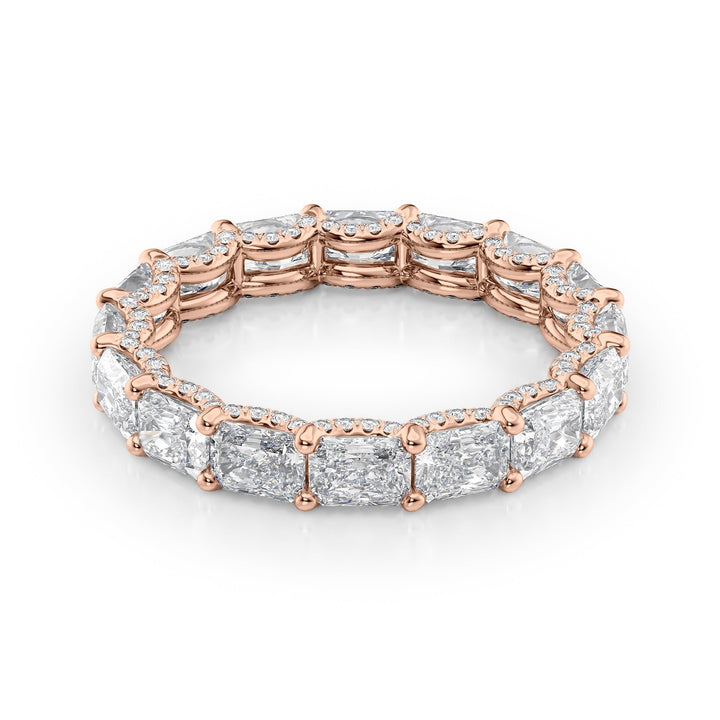 2.3ct East West Radiant U Pave Prong Eternity Eternity Rings 14K Rose Radiant Lab Diamonds#material_14k-rose