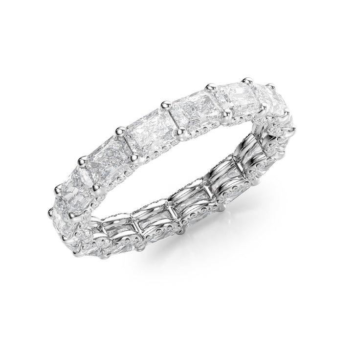 2.3ct East West Radiant U Pave Prong Eternity Eternity Rings 14K White Radiant Lab Diamonds#material_14k-white