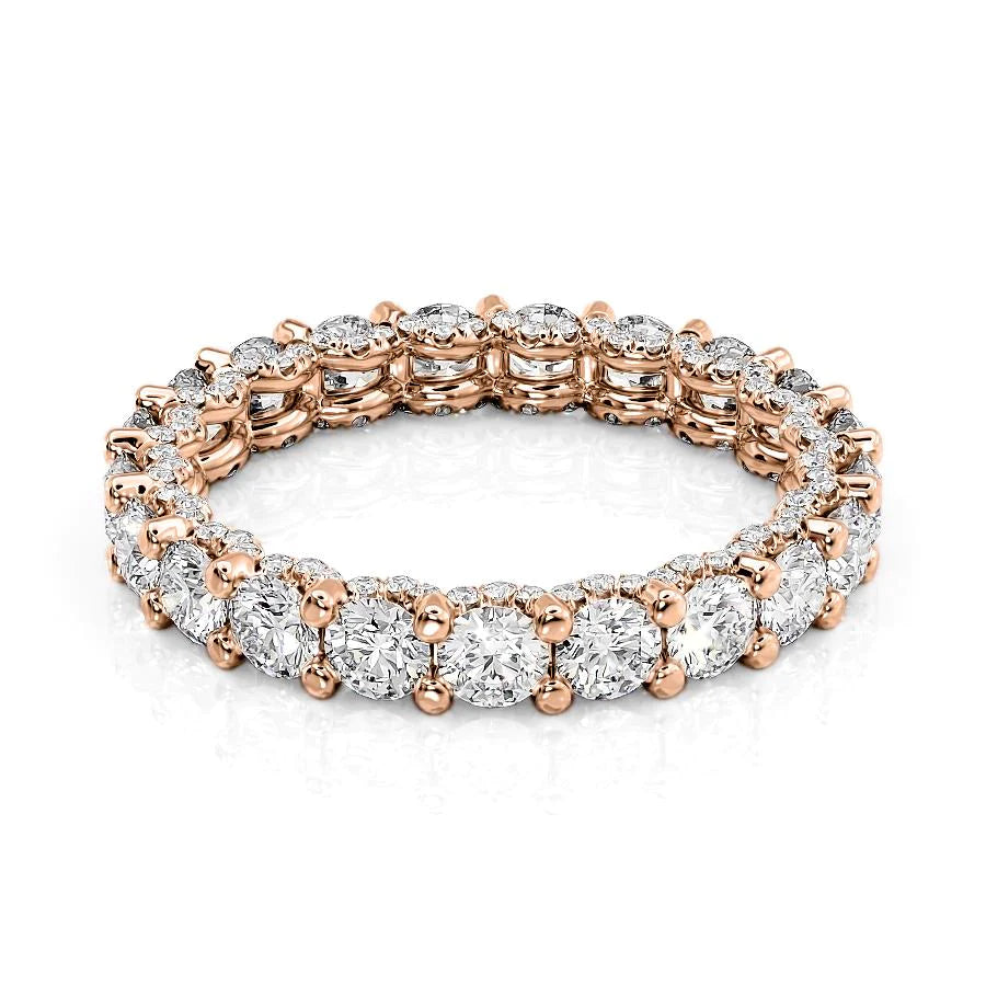 2.3ct Round U Pave Prong Eternity Eternity Rings 14K Rose Round Lab Diamonds#material_14k-rose