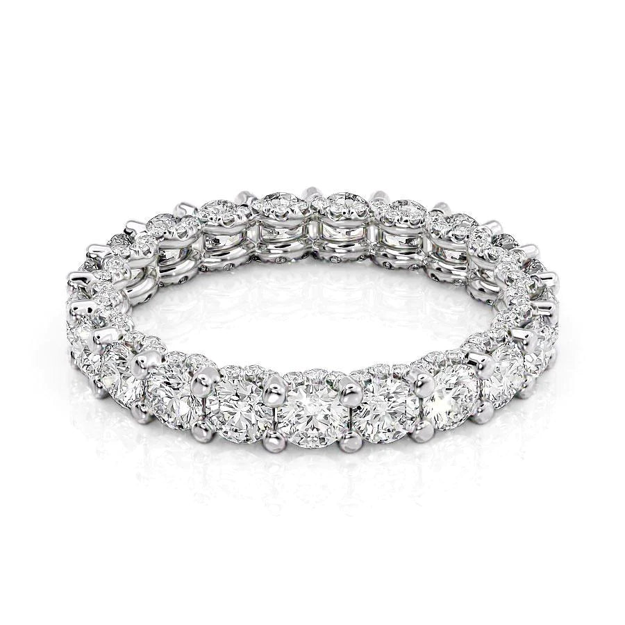 2.3ct Round U Pave Prong Eternity Eternity Rings 14K White Round Lab Diamonds#material_14k-white