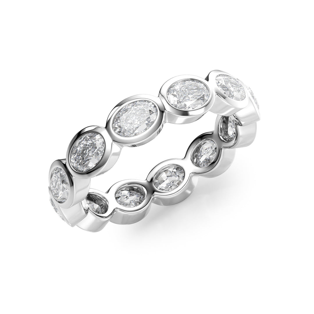 2.4ct East West Oval Bezel Eternity Eternity Rings 14K White Oval Lab Diamonds#material_14k-white