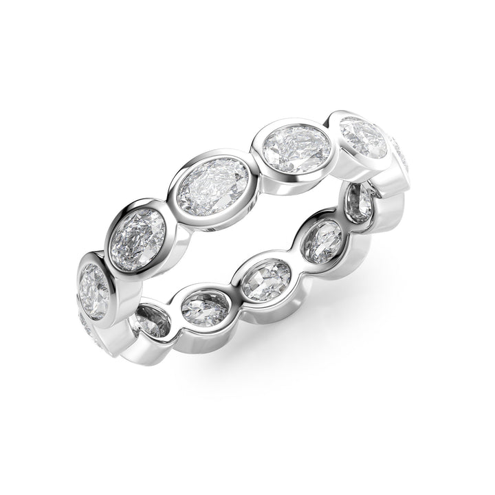 2.4ct East West Oval Bezel Eternity Eternity Rings 18K White Oval Lab Diamonds#material_18k-white