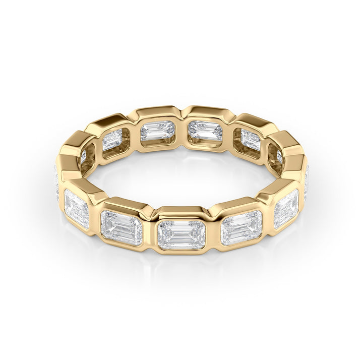 2.5ct East West Emerald Bezel Eternity Eternity Rings 14K Gold Emerald Lab Diamonds#material_14k-gold