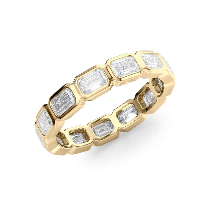 2.5ct East West Emerald Bezel Eternity Eternity Rings 14K Gold Emerald Lab Diamonds#material_14k-gold