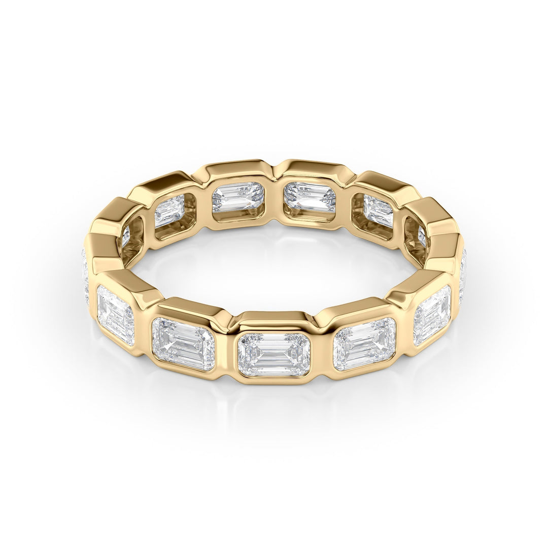 2.5ct East West Emerald Bezel Eternity Eternity Rings 18K Gold Emerald Lab Diamonds#material_18k-gold