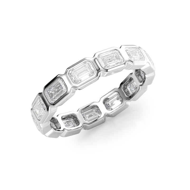 2.5ct East West Emerald Bezel Eternity Eternity Rings 18K White Emerald Lab Diamonds#material_18k-white