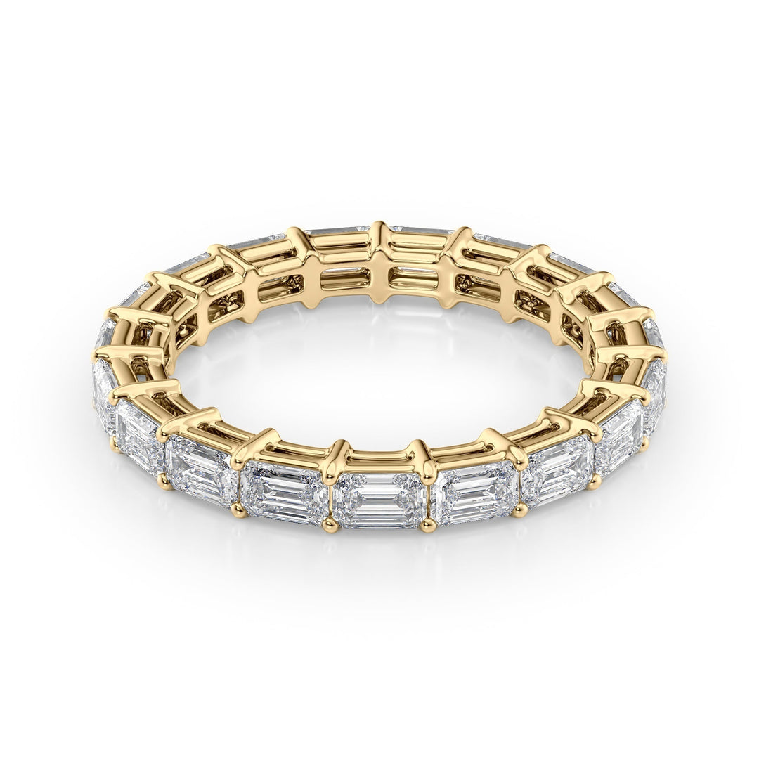 2.5ct East West Emerald Eternity Eternity Rings 14K Gold Emerald Lab Diamonds#material_14k-gold