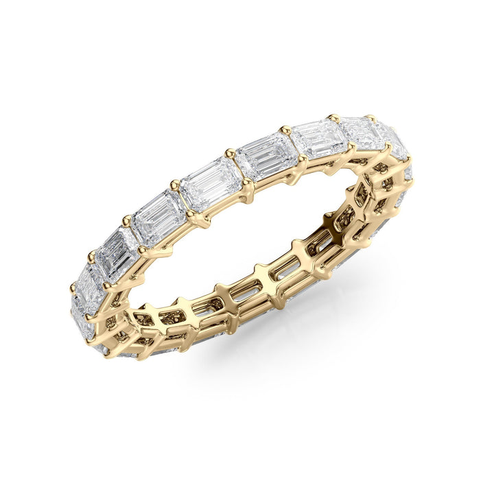 2.5ct East West Emerald Eternity Eternity Rings 14K Gold Emerald Lab Diamonds#material_14k-gold