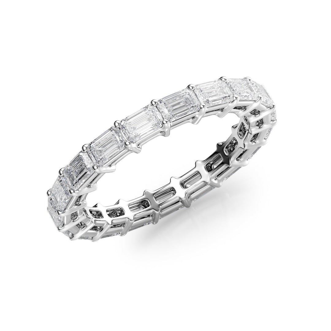 2.5ct East West Emerald Eternity Eternity Rings 14K White Emerald Lab Diamonds#material_14k-white