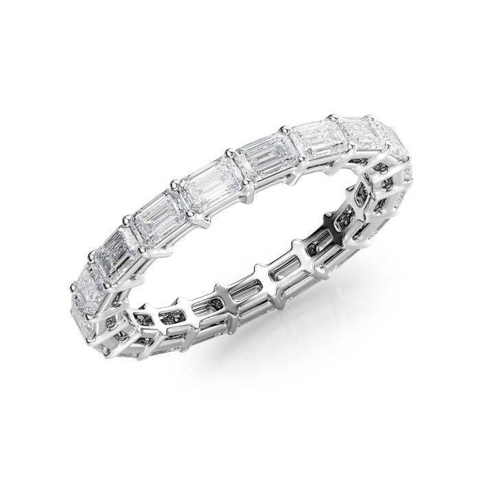 2.5ct East West Emerald Eternity Eternity Rings 18K White Emerald Lab Diamonds#material_18k-white