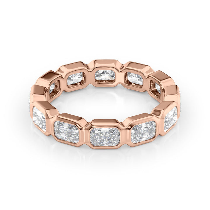 2.5ct East West Radiant Bezel Eternity Eternity Rings 14K Rose Radiant Lab Diamonds#material_14k-rose