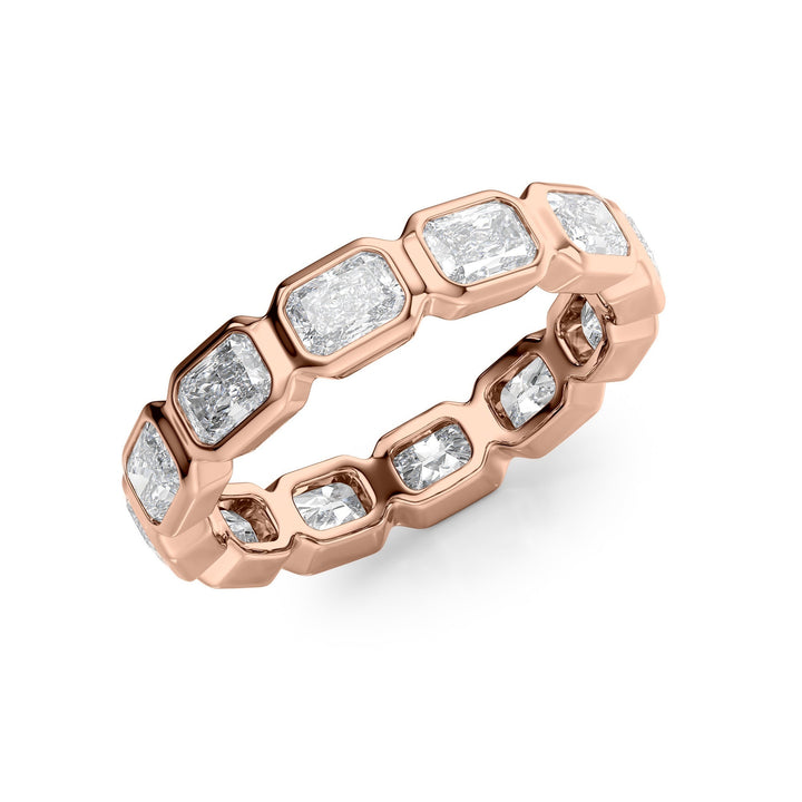 2.5ct East West Radiant Bezel Eternity Eternity Rings 14K Rose Radiant Lab Diamonds#material_14k-rose