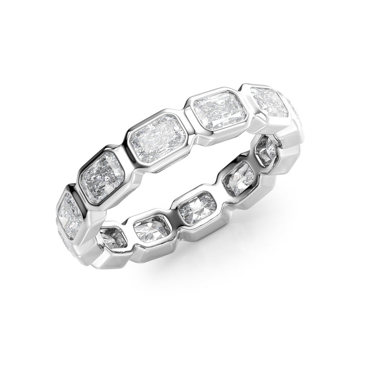 2.5ct East West Radiant Bezel Eternity Eternity Rings 14K White Radiant Lab Diamonds#material_14k-white