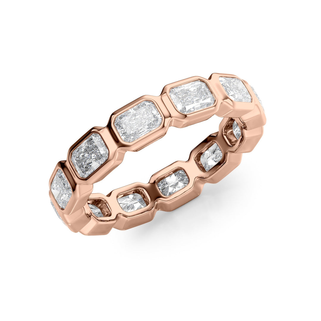 2.5ct East West Radiant Bezel Eternity Eternity Rings 18K Rose Radiant Lab Diamonds#material_18k-rose