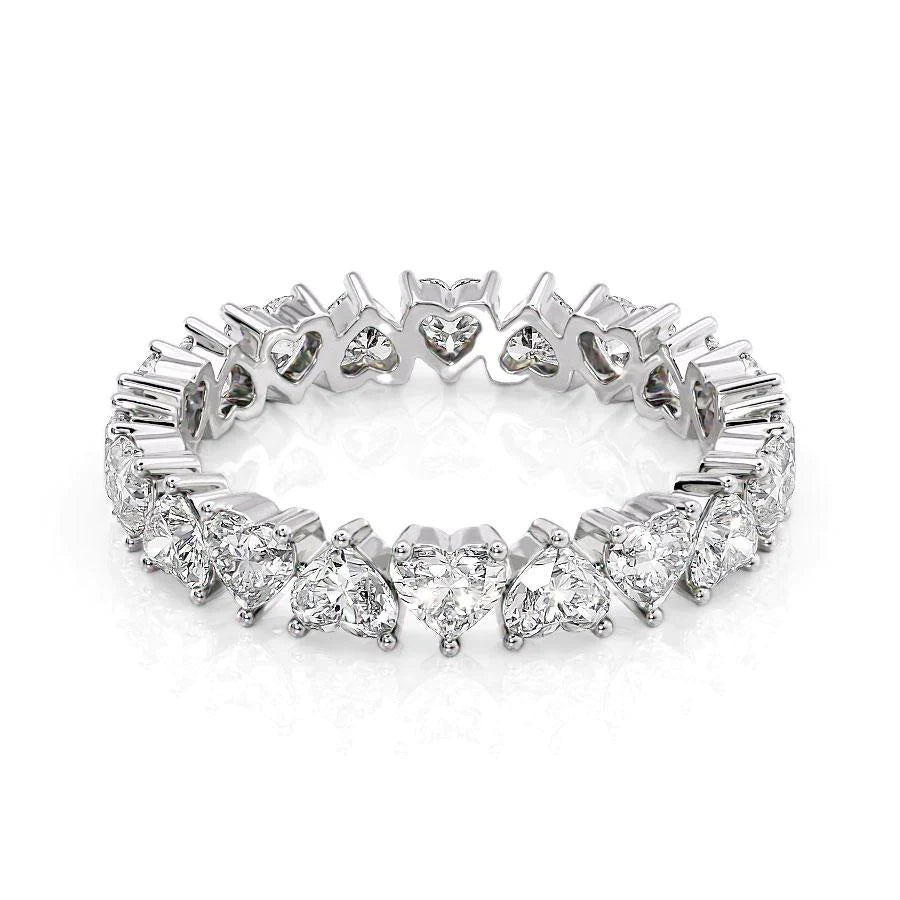 2.5ct Heart Eternity Eternity Rings 18K White Heart Lab Diamonds#material_18k-white