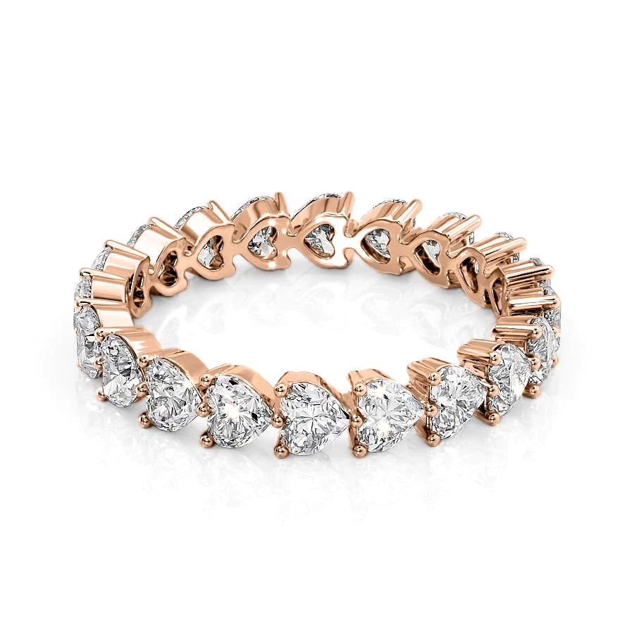 2.5ct Heart Shared Prong Eternity Eternity Rings 18K Rose Heart Lab Diamonds#material_18k-rose