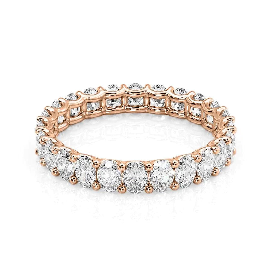 2.5ct Oval U Prong Eternity Eternity Rings 14K Rose Oval Lab Diamonds#material_14k-rose