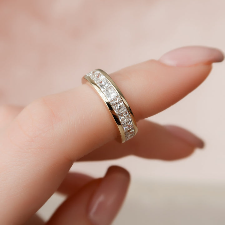 2.5ct Princess Channel Eternity Eternity Rings 18K Gold Princess Lab Diamonds#material_18k-gold