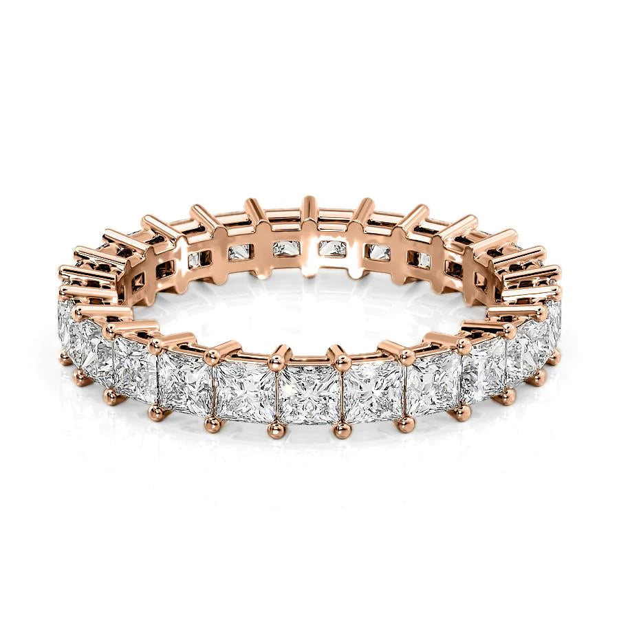 2.5ct Princess Eternity Eternity Rings 14K Rose Princess Lab Diamonds#material_14k-rose