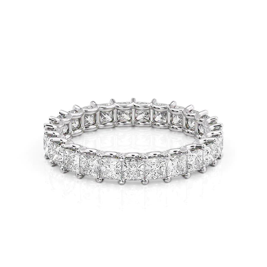 2.5ct Princess U Prong Eternity Eternity Rings 14K White Princess Lab Diamonds#material_14k-white