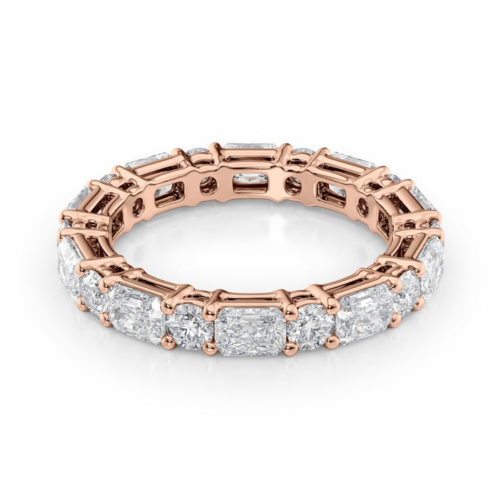 2.8ct Alternating Radiant and Round Basket Eternity Eternity Rings 14K Rose Radiant Lab Diamonds#material_14k-rose