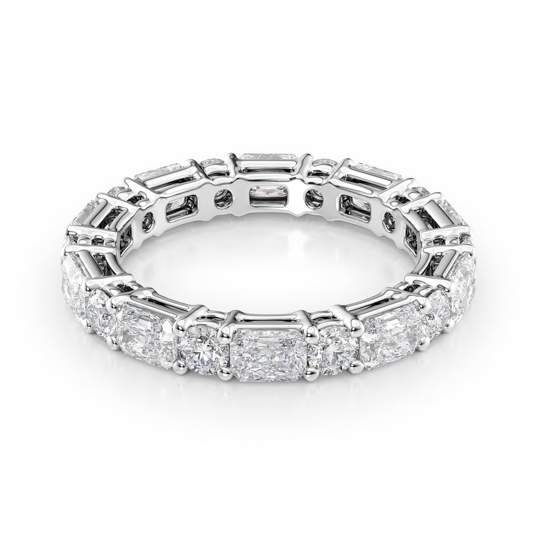 2.8ct Alternating Radiant and Round Basket Eternity Eternity Rings 14K White Radiant Lab Diamonds#material_14k-white