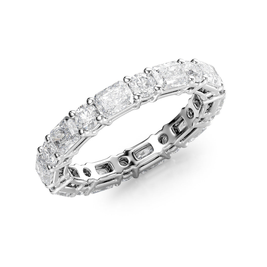 2.8ct Alternating Radiant and Round Basket Eternity Eternity Rings 14K White Radiant Lab Diamonds#material_14k-white