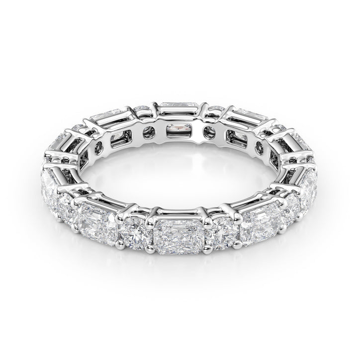 2.8ct Alternating Radiant and Round Basket Eternity Eternity Rings 18K White Radiant Lab Diamonds#material_18k-white