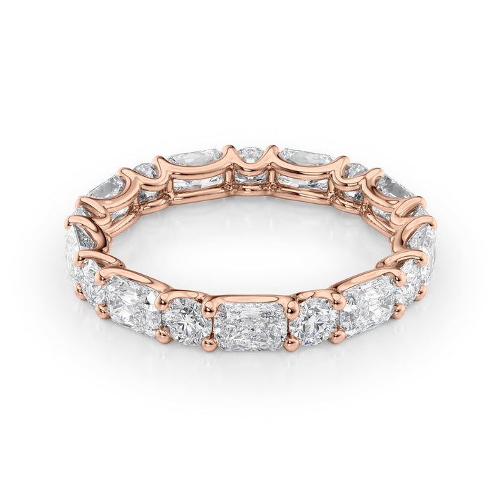 2.8ct Alternating Radiant and Round U Prong Eternity Eternity Rings 14K Rose Radiant Lab Diamonds#material_14k-rose